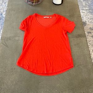 Athleta T shirt. Bright orangey/red